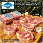 Beef Ribeye AUSTRALIA STEER (young cattle) aged chilled whole cut +/- 4.5kg brand HARVEY PREORDER 2-3 days notice (Scotch-Fillet / Cube-Roll)